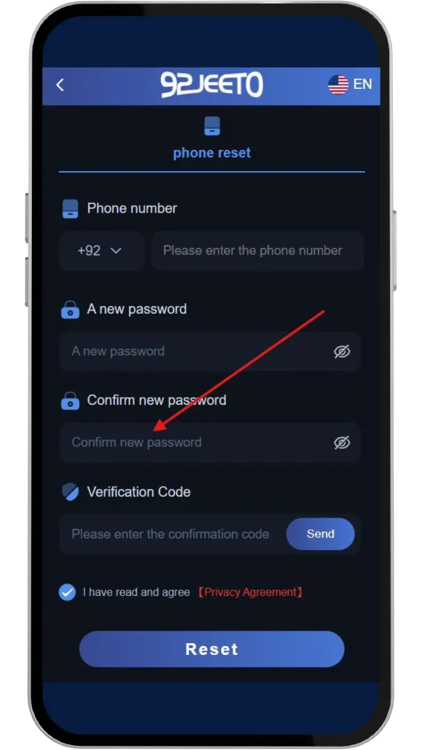 Confirm new password